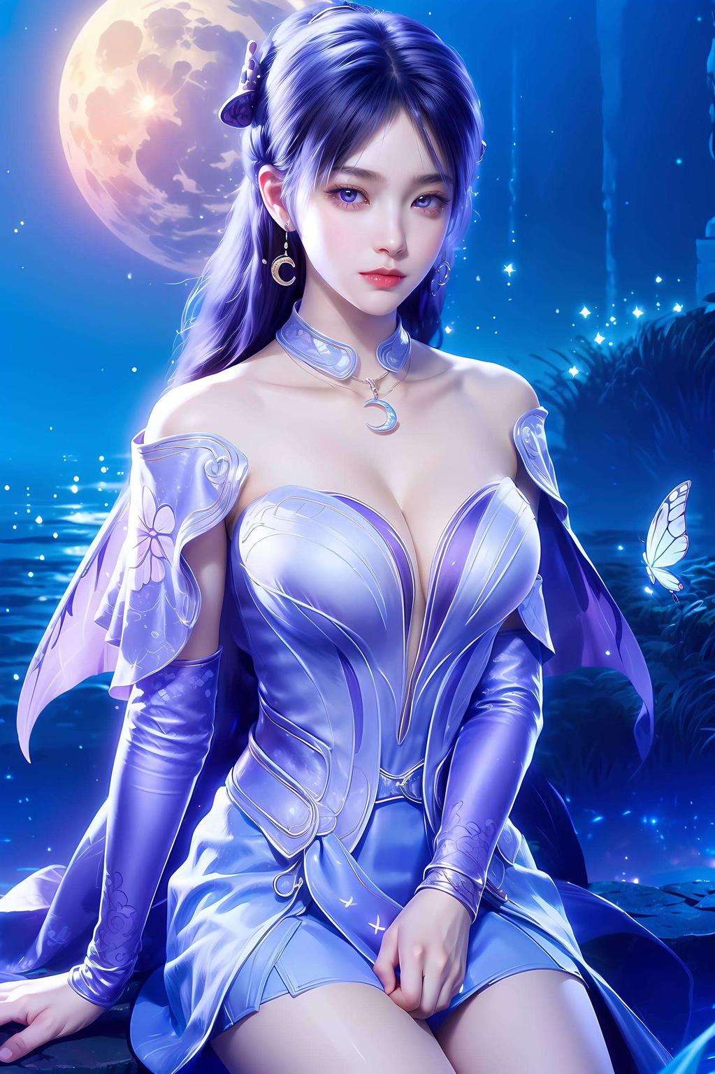 素衣姬紫月映亮Win10桌面