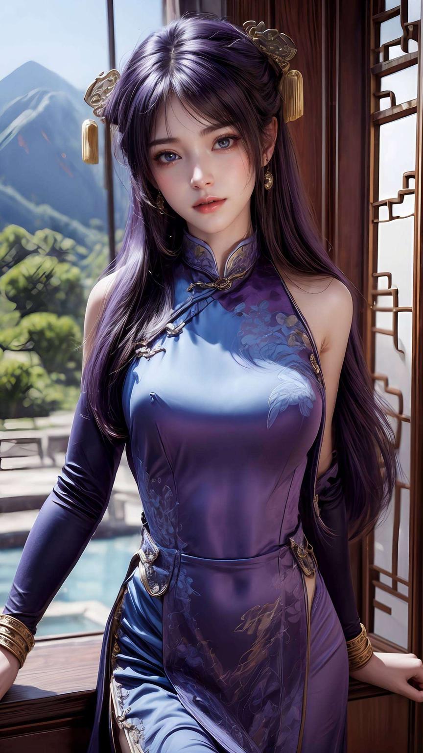 月光洒落她独坐窗前