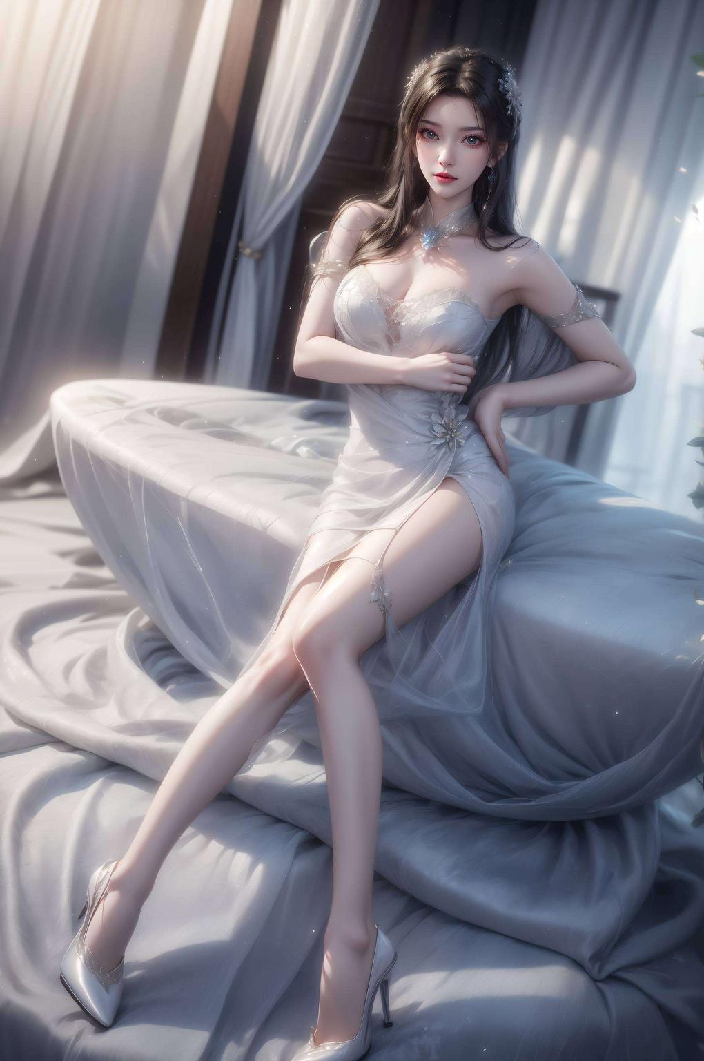 清丽脱俗李慕婉静坐于梅林