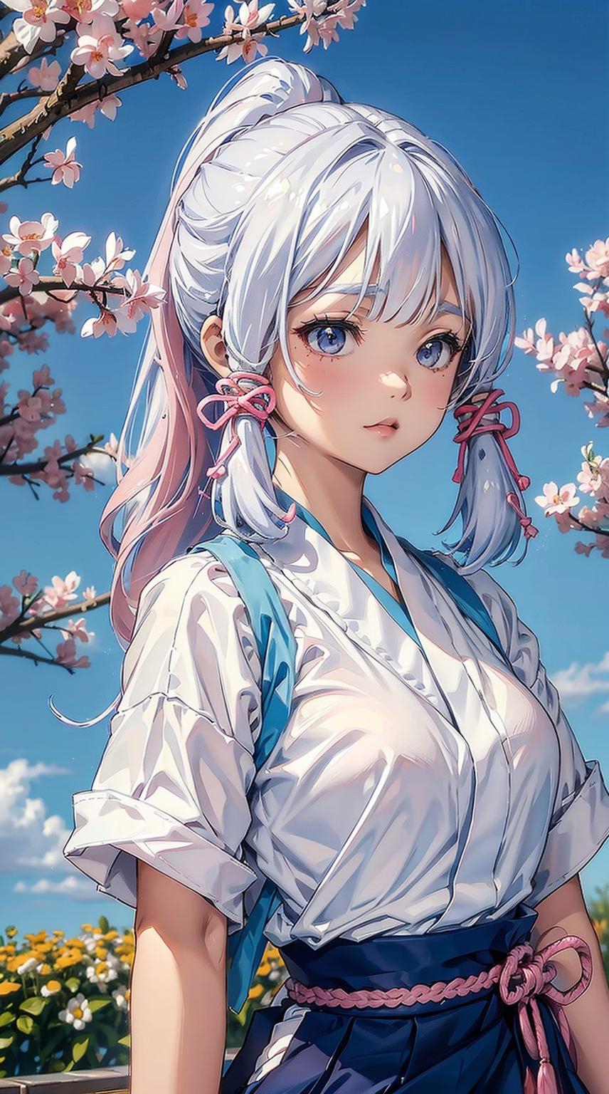 各位！今天给大家带来一款超火的ins风格平板壁纸——神里凌华挺胸版！这ai素材简直绝了凌华的美貌和气势展现得淋漓尽致