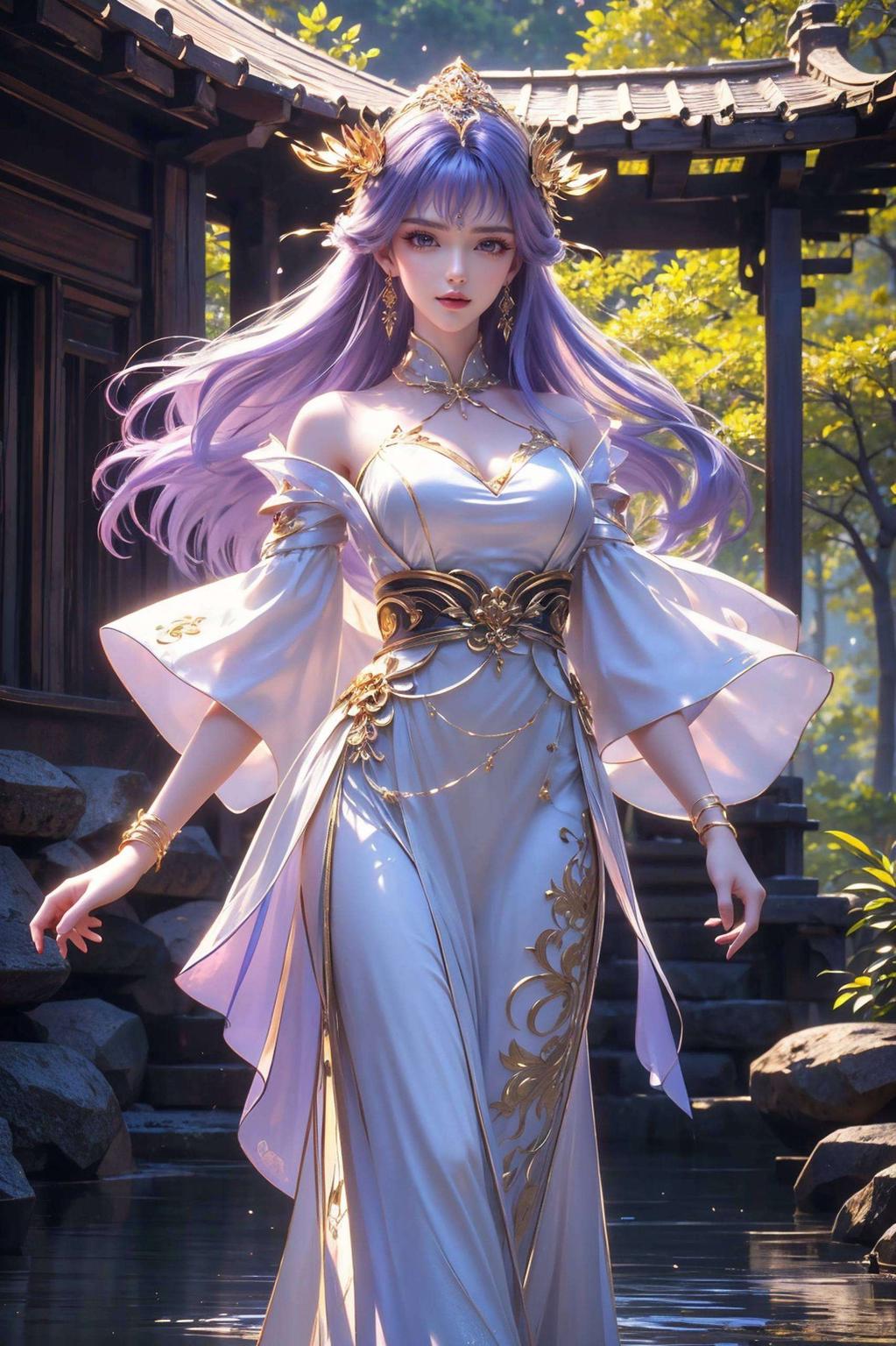 细腻的线条融合了AI国漫女神天穹的婚纱风采