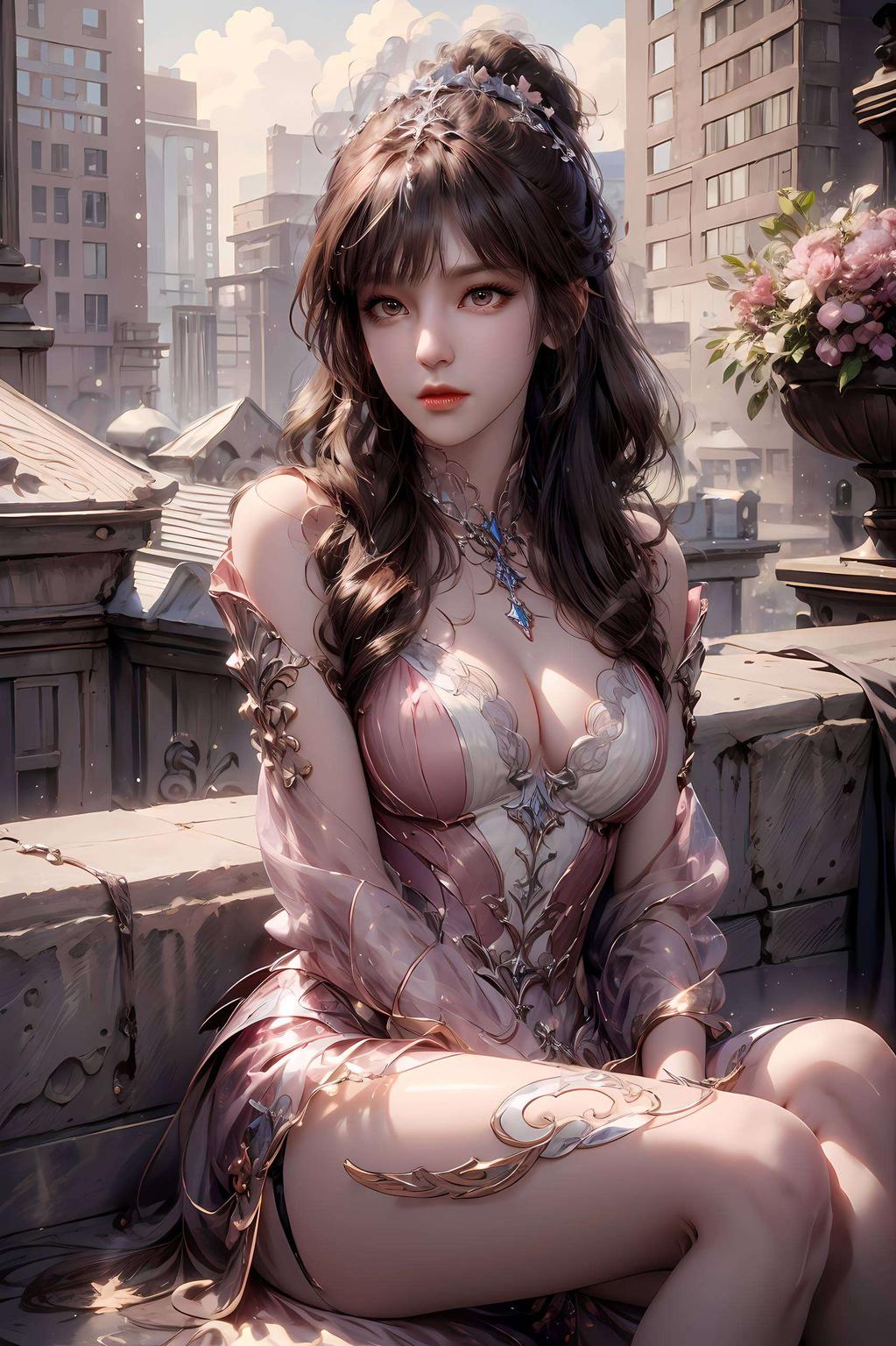 主角是小舞前期的可爱形象哦！粉色花瓣背景小舞甜美微笑