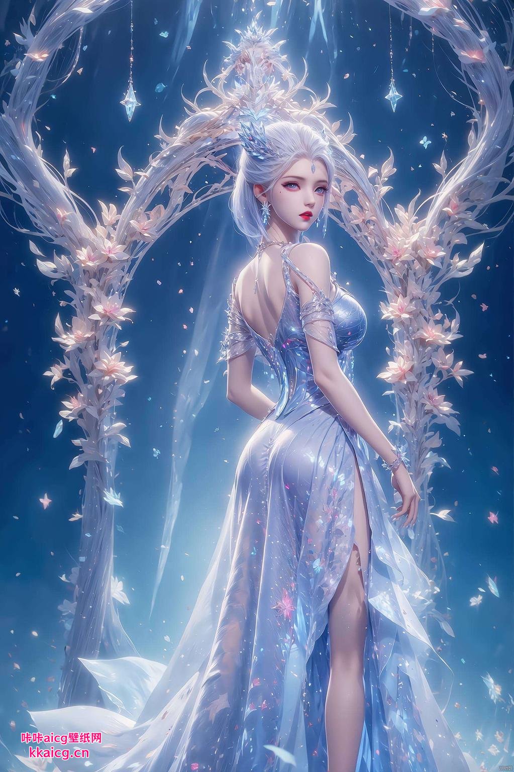 这款紫色壁纸融合了护眼PCins风与绝世唐门雪女元素