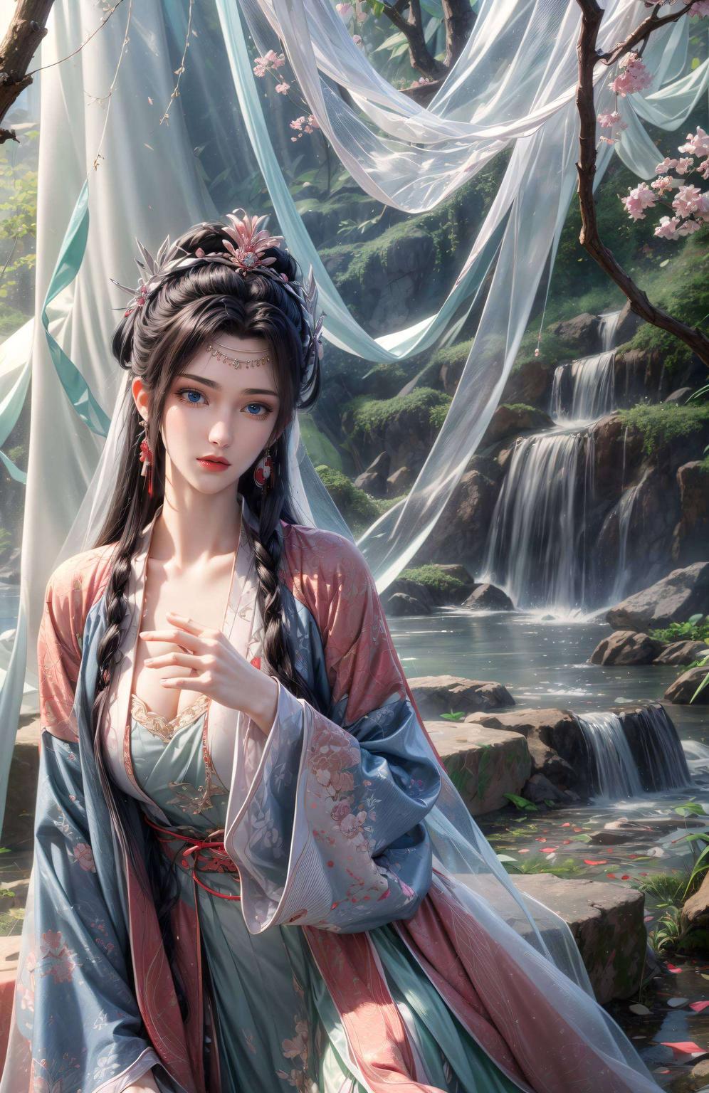 雅妃轻抚古琴高清壁纸古韵盎然
